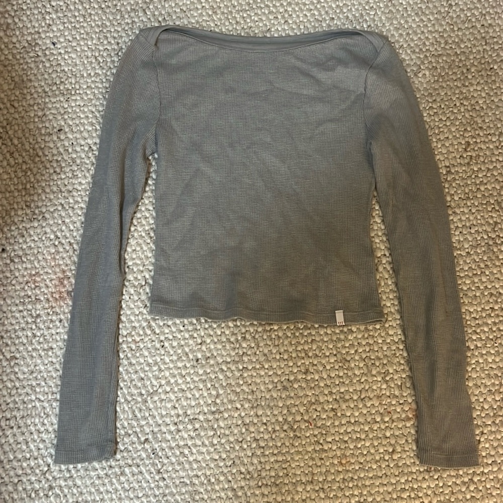 BDG Grey waffle knit boat neck top